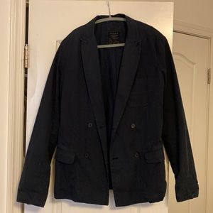 All Saints Navy Mens Cotton Trench Sort Coat Jacket Sz 38